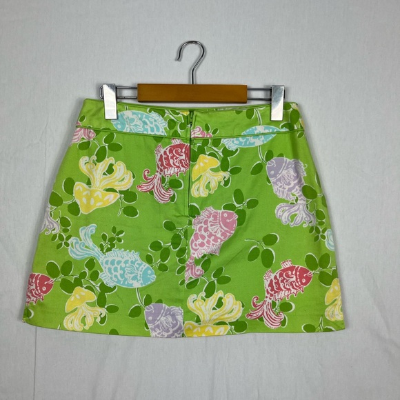 Bamboo Traders Koi Print Lime Green Mini Skort Sz 28 - Picture 3 of 7
